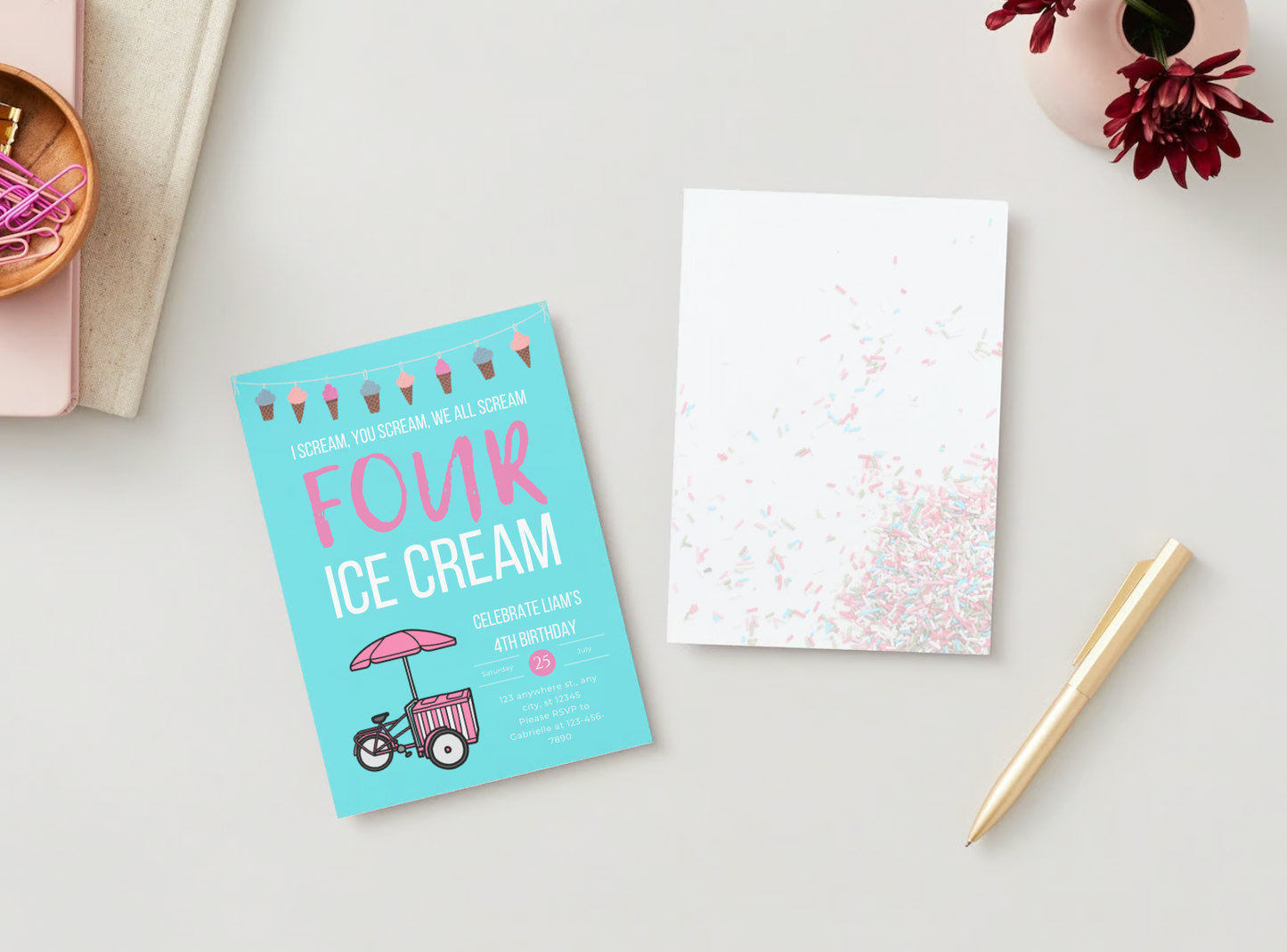 Custom Scream Four Ice Cream Invitations