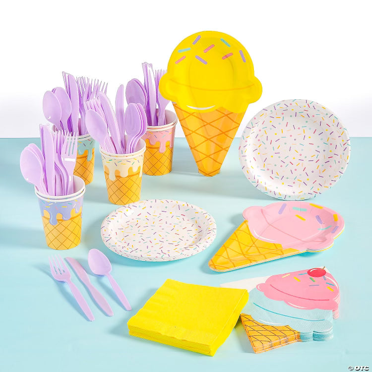 Ice Cream Themed Party Supplies for 24 Guests
